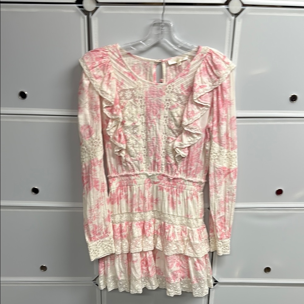 LoveShackFancy Floral Pink and Cream Dress